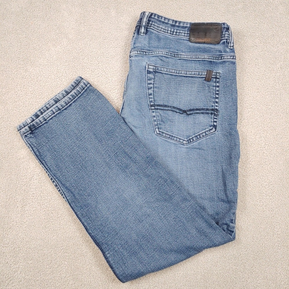 Buffalo Jackson-X Straight Stretch Jeans - Mens 35x30 Blue Denim Pants - USED